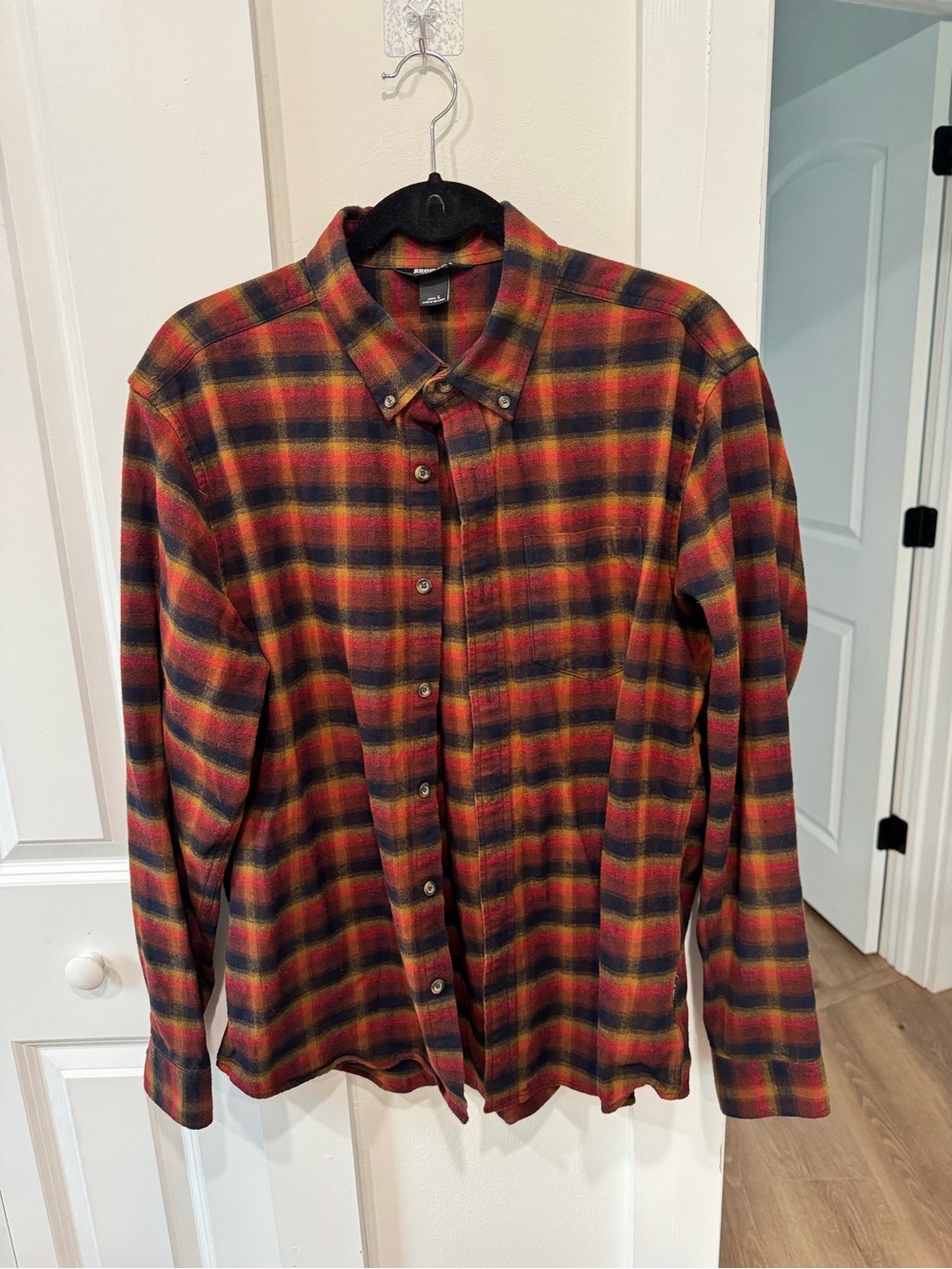 Eddie Bauer Red Green Yellow Plaid Long-Sleeve Button-Down Shirt